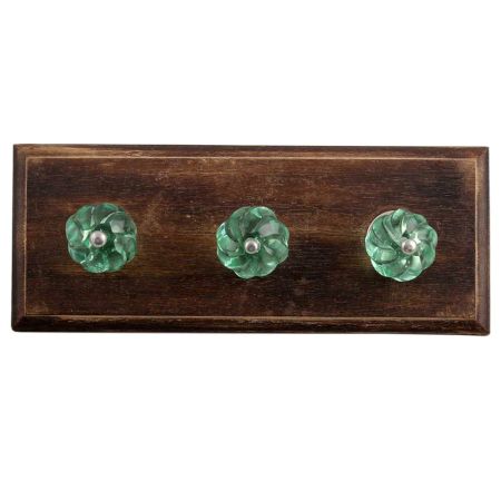 Mint Interior Cut Glass Wooden Hooks